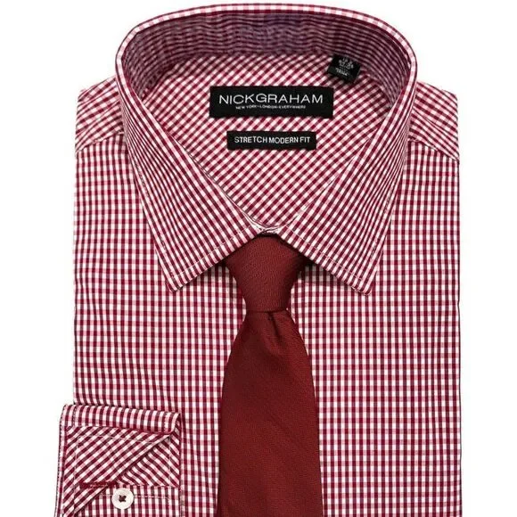 Nick Graham | Shirts | Nick Graham Mens Slimfit Crossroadssquares Dress  Shirt Tie Set | Poshmark